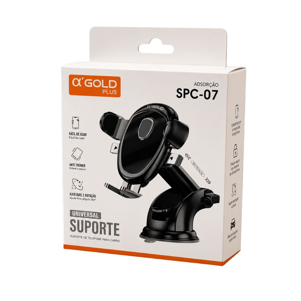 Suporte Veicular Universal com Ventosa para Painel e Vidro A'Gold SPC-07